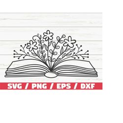 floral book svg / flowers growing out of book svg / cut file / cricut / clip art / commercial use / reading svg / flower