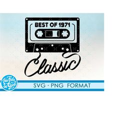 born in 1971 svg png. classic 50th birthday svg cut files, 1971 svg cut file for cricut. 50th birthday png svg cassette