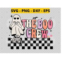 the boo crew retro ghost halloween svg png dxf eps, groovy halloween svg, halloween boo svg