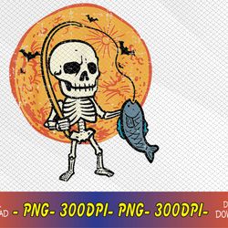 halloween skeleton fishing costume fisherman svg, eps, png, dxf, digital download