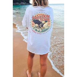 Vintage America Shirt Oversized TShirt July 4th Beach Shirt Lounge Comfort Shirt Weekend Lake Shirt 4th of July Graphic