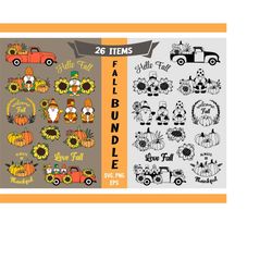 fall bundle svg, fall gnomes svg, thanksgiving svg, autumn
