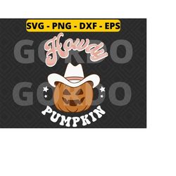 howdy pumpkin rodeo svg png dxf eps, western fall png, southern halloween svg, howdy retro svg, howdy pumpkin png