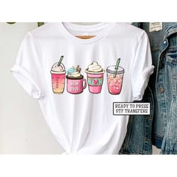 mom fuel lattes dtf transfers, ready to press, t-shirt transfers, heat transfer, direct to film, pink lattes, coffee mam