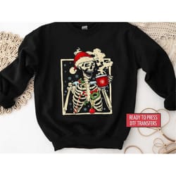 christmas skeleton, dtf transfers, ready to press, t-shirt transfers, heat transfer, direct to film, funny dtf transfers