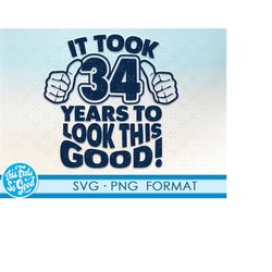 funny 34th birthday svg png. turning 34 birthday svg cut files, 34 years old svg cut file for cricut. 34th birthday png