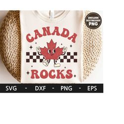 Canada Rocks svg, Canada Day svg, Retro Character svg, Maple Leaf svg, Canadian shirt, dxf, png, eps, svg files for cric