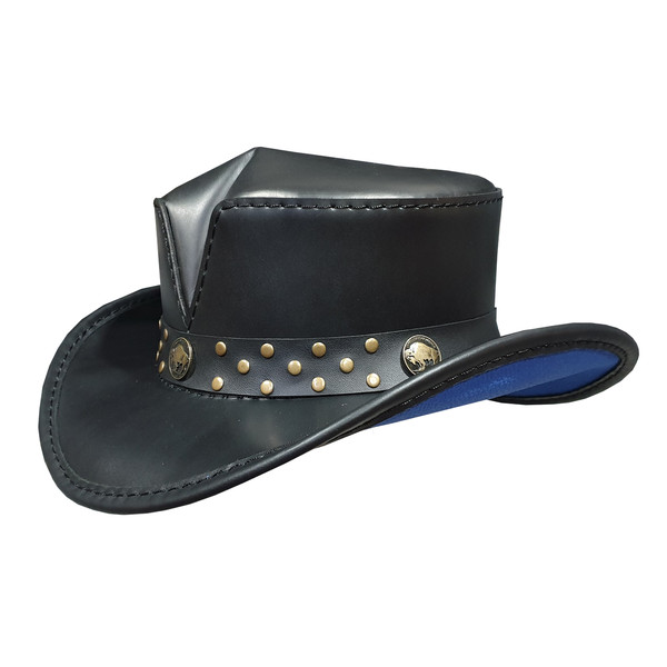 Buffalo Coin Rambler Cowboy Black Leather Hat (1).jpg