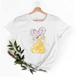 disney princess t-shirt, beauty belle watercolor castle shirt, belle castle shirt, watercolor belle shirt, disneyworld f