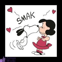 smak snoopy lucy svg, valentines svg, snoopy svg, lucy svg, kissing svg, hearts svg, snoopy kisses lucy svg, snoopy love