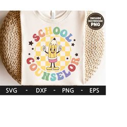 school counselor svg, back to school svg, counselor shirt, retro pencil svg, first day of school svg, dxf, png, eps, svg