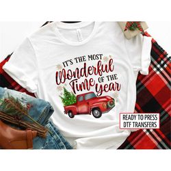most wonderful time of year red truck, dtf transfers, ready to press, t-shirt transfers, heat transfer, direct to film,