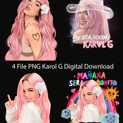 bundle 4 file png karol g miex tenia razon, new album manana sera bonito bichota season, karol g pink hair, karol g png