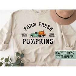farm fresh pumpkin truck, dtf transfers, ready to press, t-shirt transfers, heat transfer, direct to film, fall dtf tran