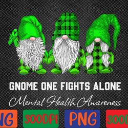 gnome one fights alone mental health awareness green ribbon png digital download