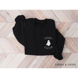 spooky season sweatshirt, halloween crewneck sweatshirt, ghost sweatshirt, halloween sweater, fall sweatshirt, halloween