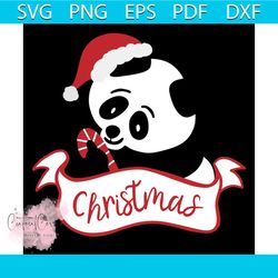 Panda With Christmas Svg, Christmas Svg, Christmas Panda Svg, Cute Panda Svg, Christmas Candy Svg, Santa Hat Svg