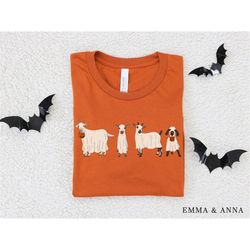 halloween shirt, halloween t-shirt, ghost goat shirt, ghost shirt, goat lover gift, funny halloween animals, fall shirt,