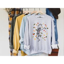 skeleton sweatshirt, dancing skeleton shirt, cute halloween sweatshirt, fall sweatshirt, halloween crewneck, funny hallo