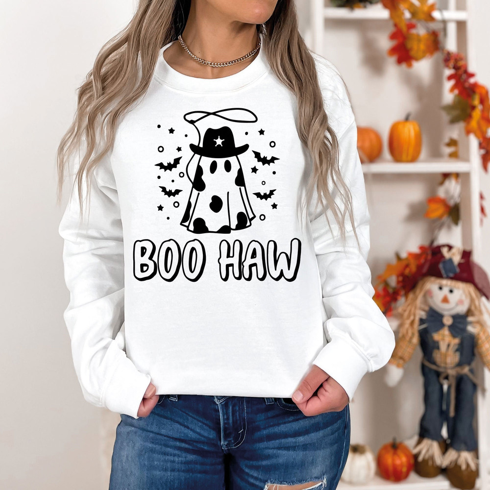 Boo Haw SVG PNG, Cowboy Ghost Svg, Halloween Svg, Funny Halloween Shirt Svg, Spooky Vibes Svg, Cowboy Hat Svg, Halloween Cowgirl Svg - 1.jpg
