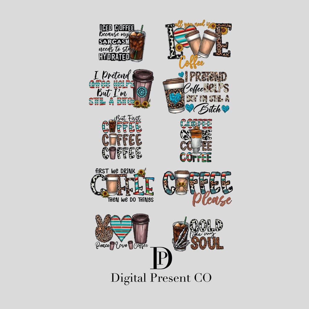 Coffee Png, Peace love Coffee Bundle Png, Coffee Please, Cowhide, Western Coffee, Cold Like My Soul, Sublimation Designs, Digital - 1.jpg