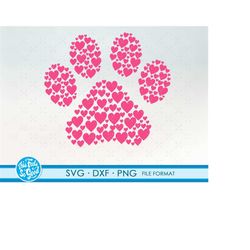 paw print svg, dog paw svg, dog print svg, cat paw svg, cat print svg, cut files for cricut, dxf, png made of love & hea