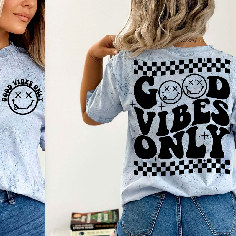 Good Vibes Only SVG, Retro Wavy Text SVG, Happy Face, Hippie SVG, Trendy Shirt Sublimation Design, Digital Craft Files For CricutSilhouette - 1.jpg