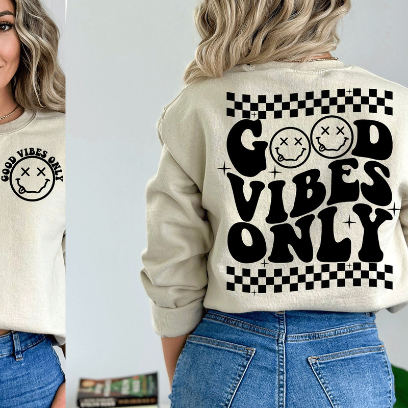 Good Vibes Only SVG, Retro Wavy Text SVG, Happy Face, Hippie SVG, Trendy Shirt Sublimation Design, Digital Craft Files For CricutSilhouette - 3.jpg