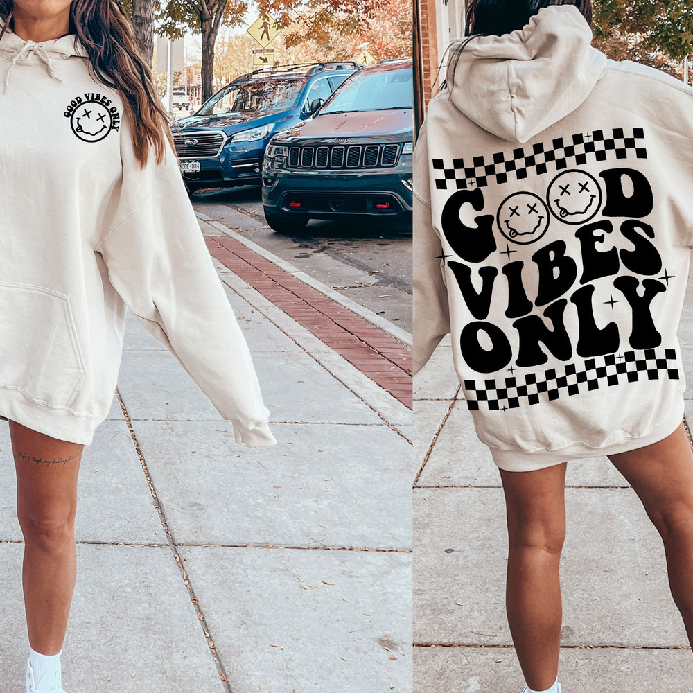 Good Vibes Only SVG, Retro Wavy Text SVG, Happy Face, Hippie SVG, Trendy Shirt Sublimation Design, Digital Craft Files For CricutSilhouette - 4.jpg