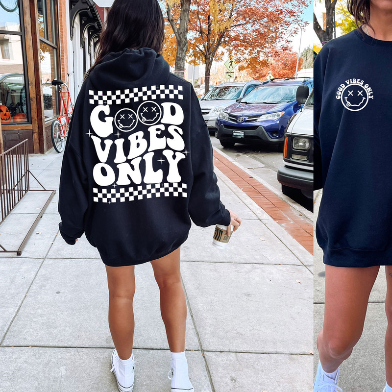 Good Vibes Only SVG, Retro Wavy Text SVG, Happy Face, Hippie SVG, Trendy Shirt Sublimation Design, Digital Craft Files For CricutSilhouette - 5.jpg