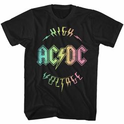 ac dc multicolor voltage black adult t-shirt