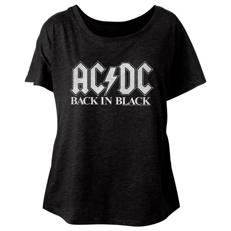 ACDC Back In Black Vintage Black Junior Women's Dolman T-Shirt - 1.jpg