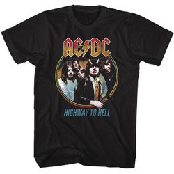 ac dc highway to hell tricolor black adult t-shirt
