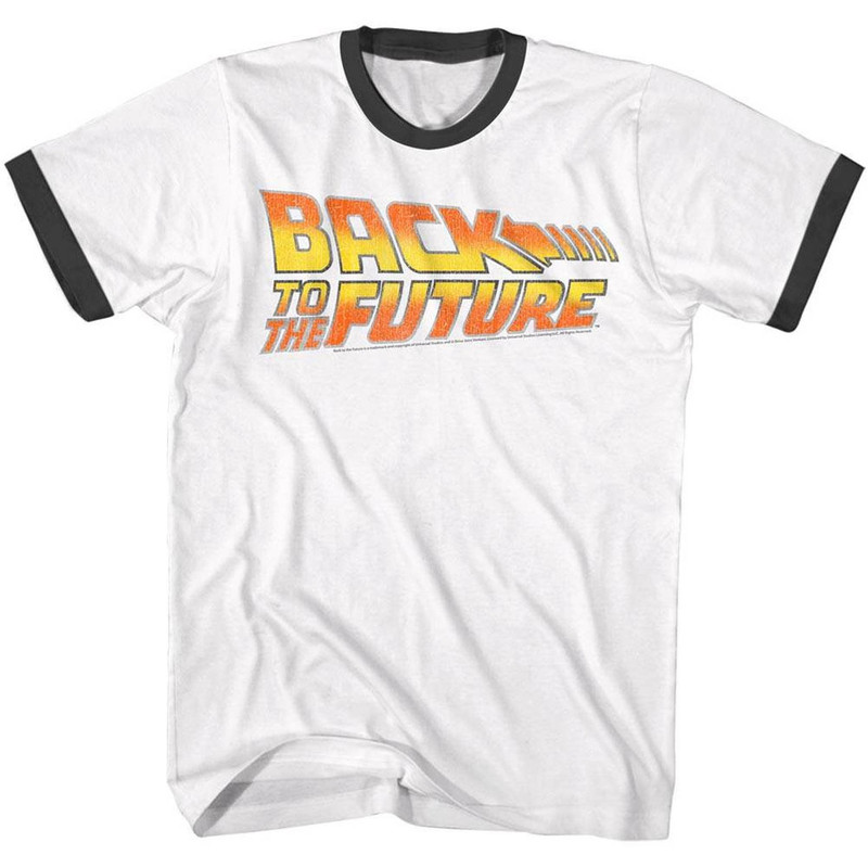 Back to the Future Worn Logo White Adult T-Shirt - 1.jpg