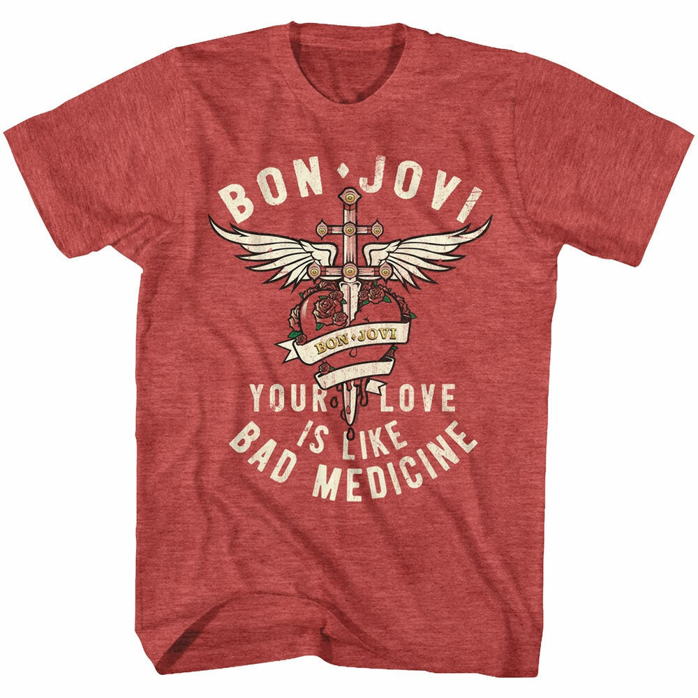 Bon Jovi Bad Medicine Red Heather Adult T-Shirt - 1.jpg