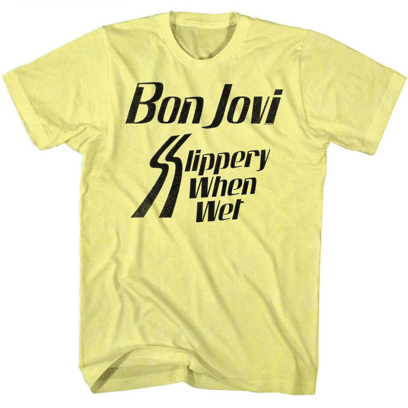 Bon Jovi Slippery When Wet Yellow Heather Adult T-Shirt - 1.jpg