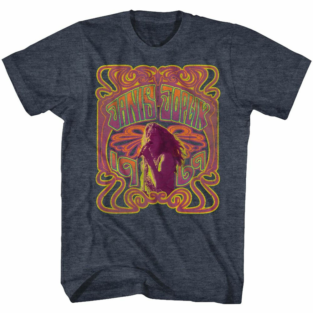 Janis Joplin Psychedelic Navy Heather Adult T-Shirt - 1.jpg