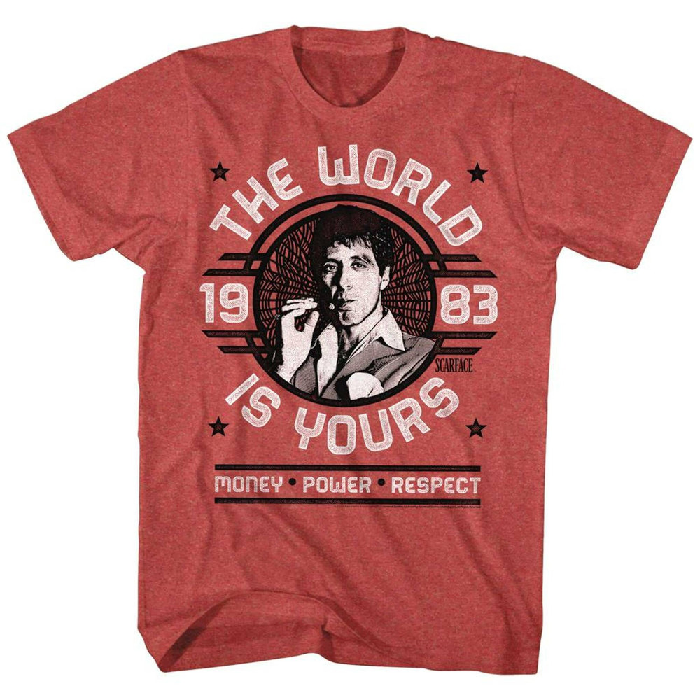 Scarface World Is Yours Emblem Red Heather T-Shirt - 1.jpg