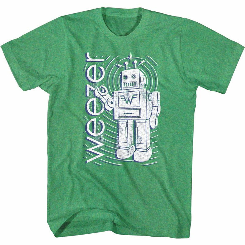 Weezer Robot Kelly Heather Adult T-Shirt - 1.jpg