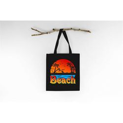 beach tote bag, canvas tote bag, personalized tote, beach lover gift, summer trip bag, vacation tote, holiday tote bag,