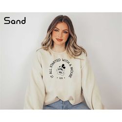 it all started with a mouse 1928 sweatshirt, walt disney shirt, disneyland mickey sweater, disney vacation sweatshirt, d
