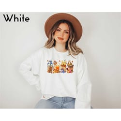 winnie the pooh coffee sweatshirt, cute fall shirt, disney halloween sweater, vintage halloween pumpkin sweatshirt, hall