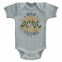 acdc high voltage gray heather infant baby bodysuit romper