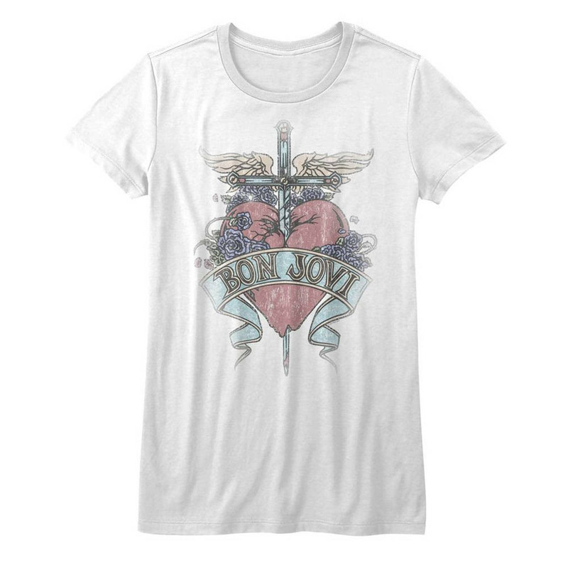 Bon Jovi Pierced White Junior Women's T-Shirt - 1.jpg