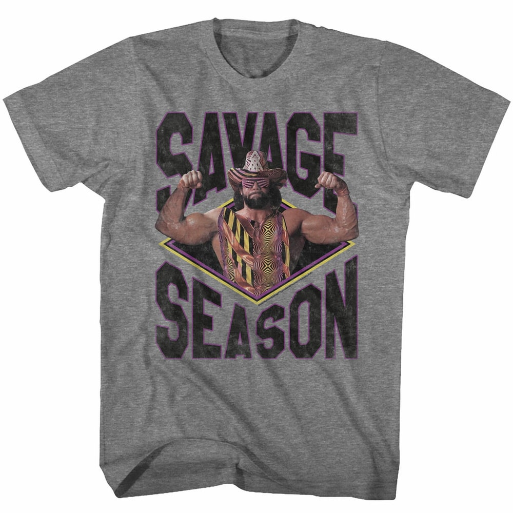 Macho Man Savage Season Graphite Heather Adult T-Shirt - 1.jpg
