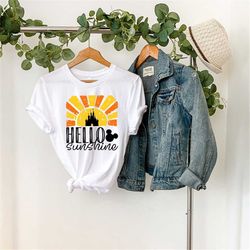 Retro Hello Sunshine | Disney Shirts for Women | Mickey Castle Shirt |  Mickey Mouse Shirt | Disney Shirt
