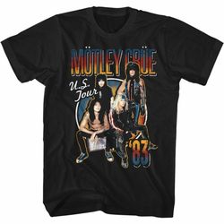 motley crue us tour 83 black adult t-shirt