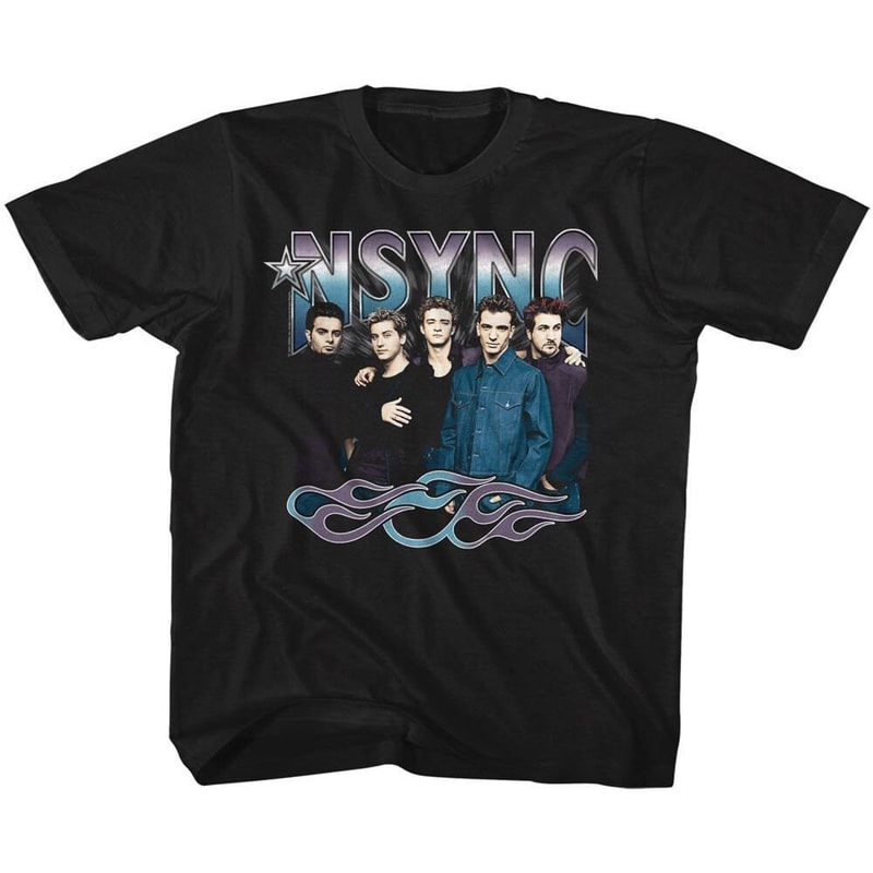 NSYNC Cool Tones and Flames Black Youth T-Shirt - 1.jpg