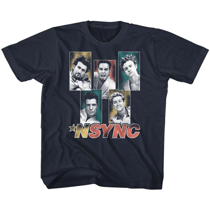 NSYNC Sparkly Boxes Navy Youth T-Shirt - 1.jpg