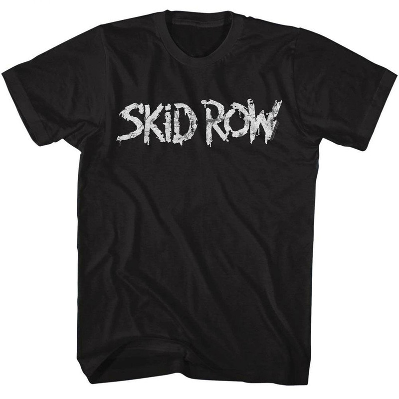 Skid Row Whitish Logo Black Adult T-Shirt - 1.jpg